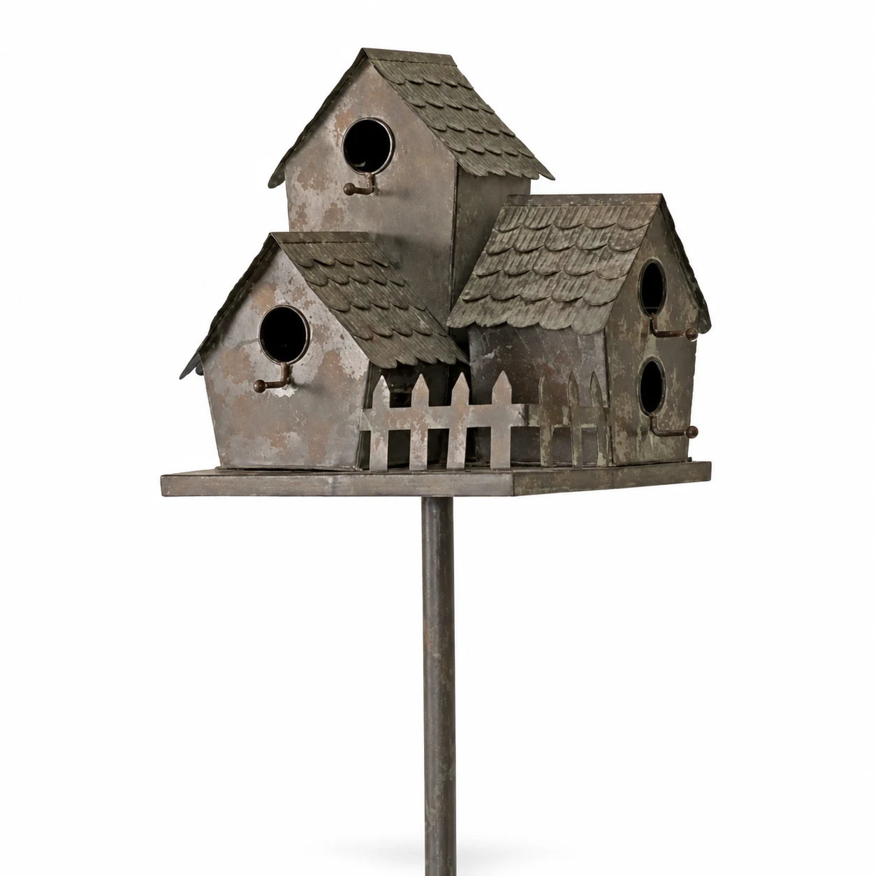 Birdhouse village in iron on with stake — photo 2