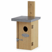 Birdhouse in wood natural with zinc roof and panel decorative — photo 2