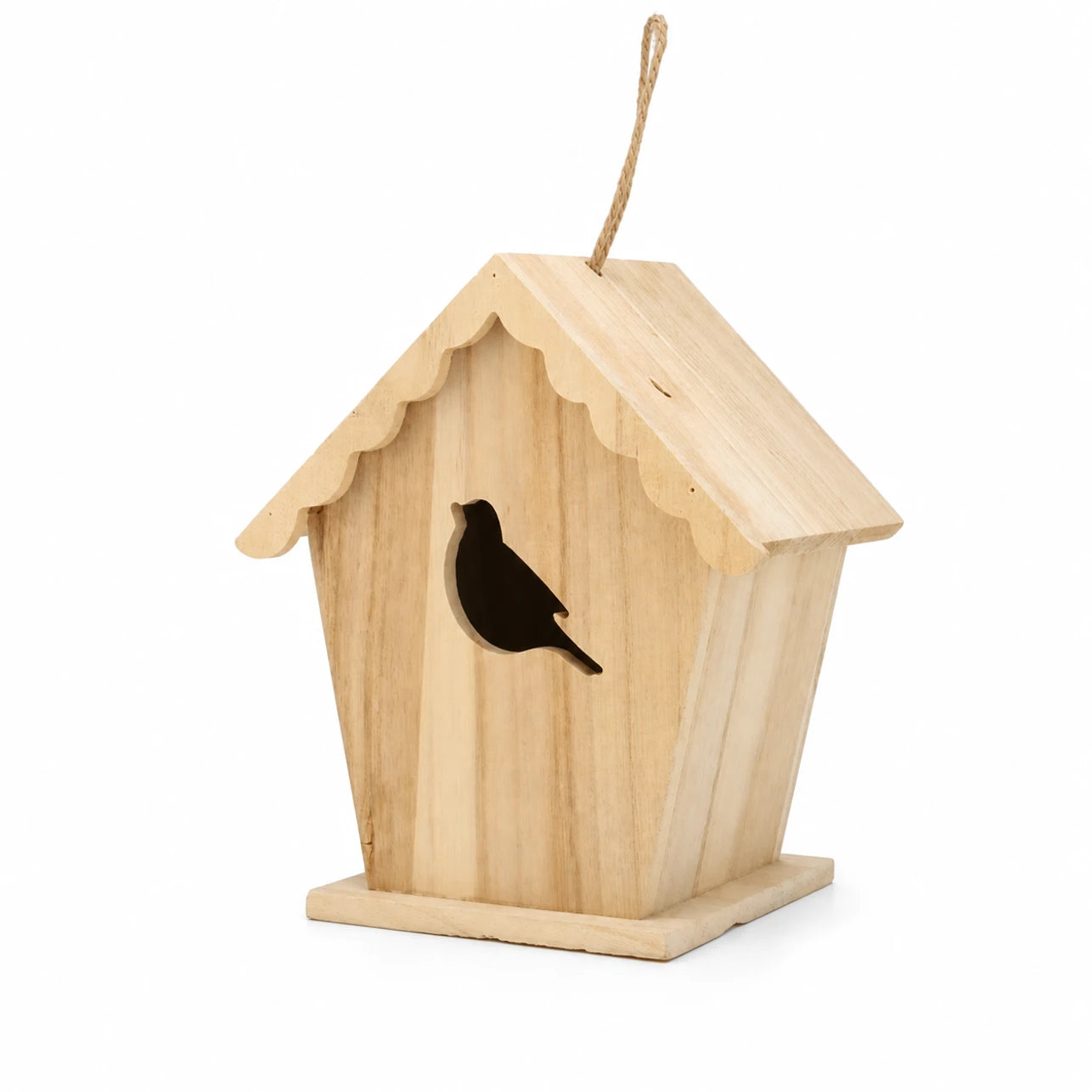 Birdhouse in wood with roof scalloped and front cut-out — photo 2