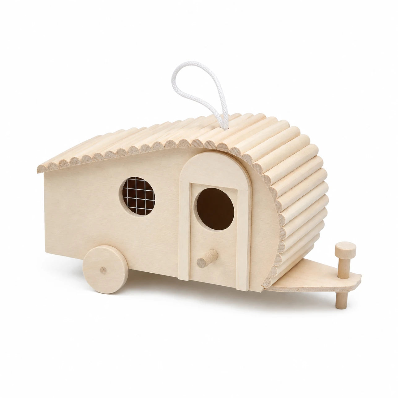 Birdhouse decorative white with double entrance and perch — photo 2