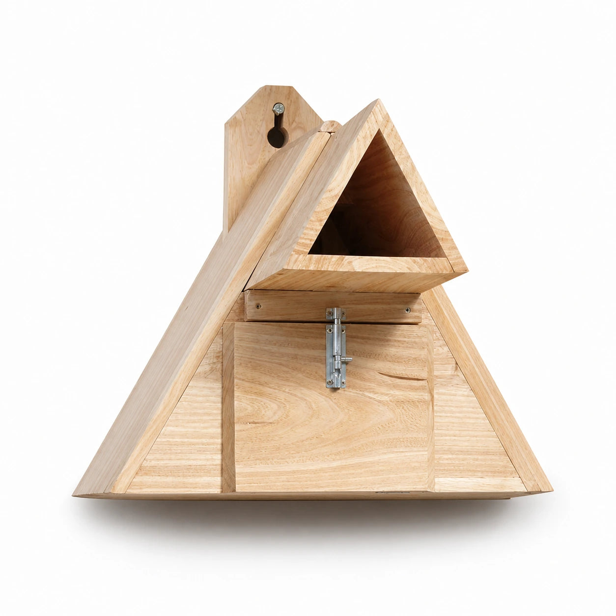 Birdhouse triangular in wood with entrance open — photo 2