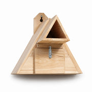 Birdhouse triangular in wood with entrance open — photo 2