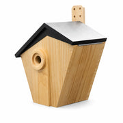 Birdhouse in wood brown with roof black and entrance reinforced — photo 2