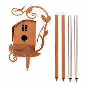 Birdhouse cottage in metal on with stake — photo 2