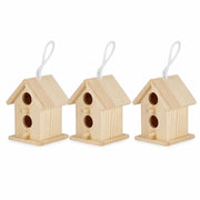 Set of 3 birdhouses in wood beige — photo 2