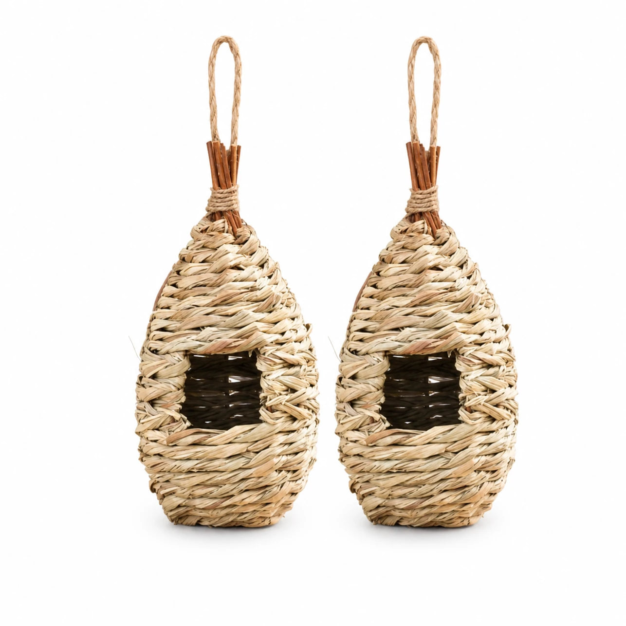 Set of 2 birdhouses hanging beige size 11,5 × 22 cm — photo 2