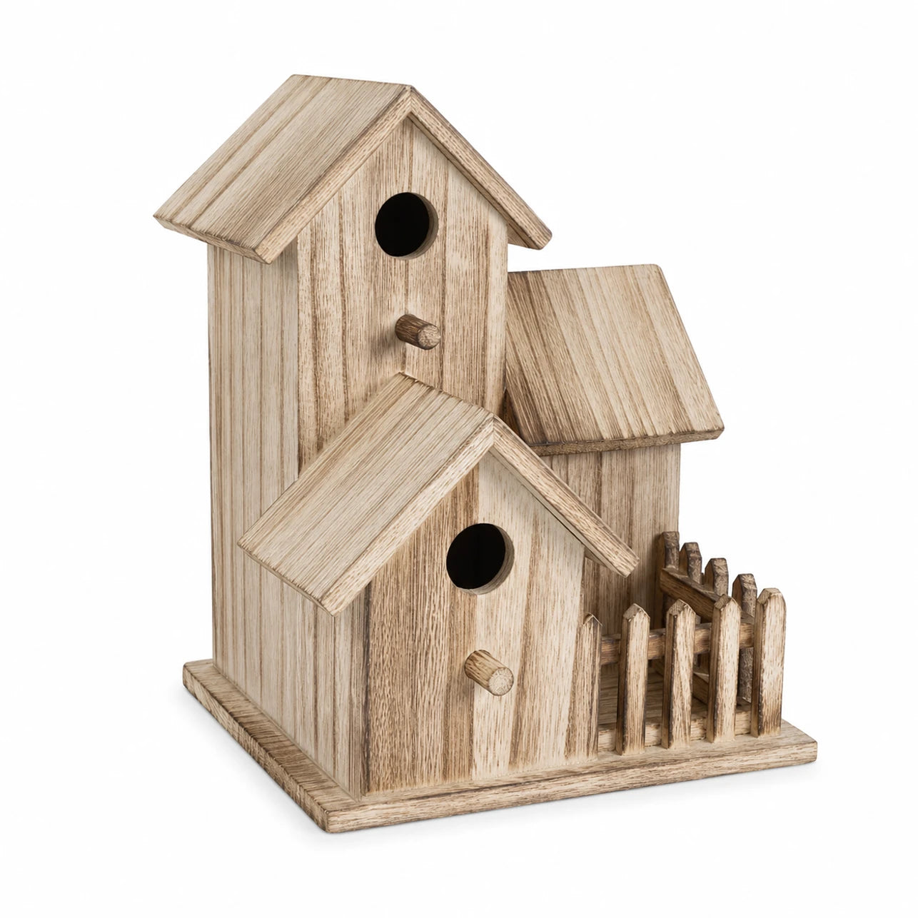 Birdhouse double in wood with two levels — photo 2
