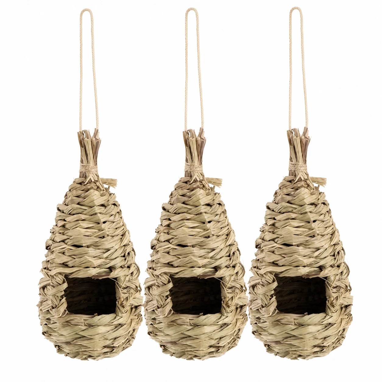 Set of 3 birdhouses woven hanging — photo 2