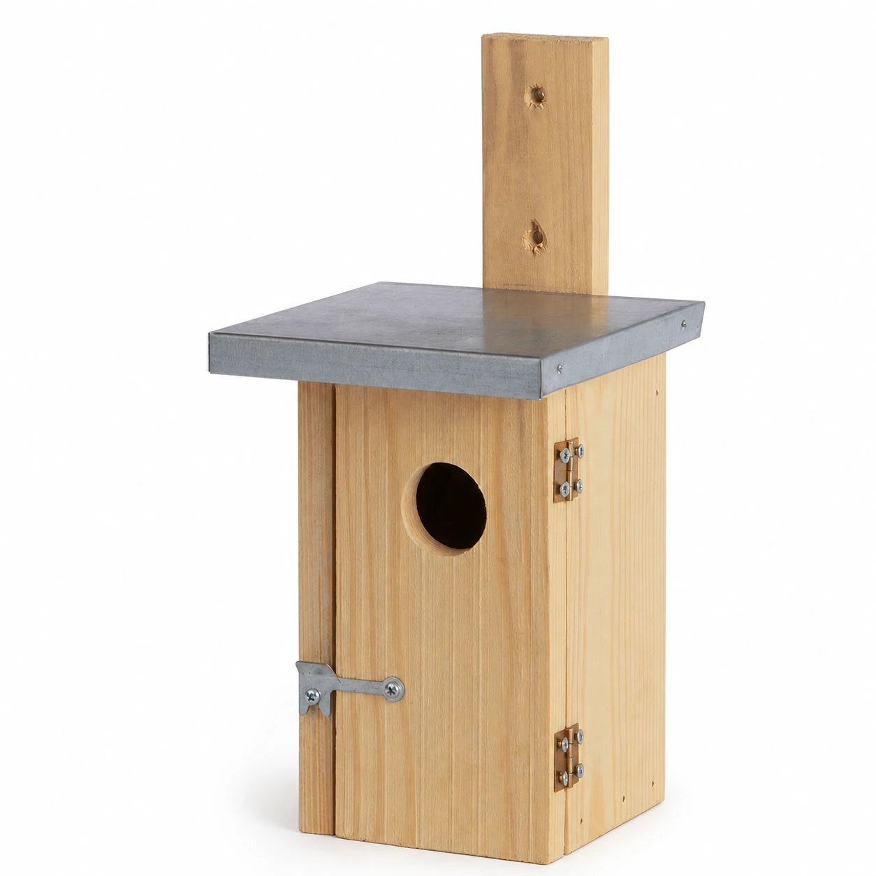Birdhouse in wood natural with zinc roof 30 mm — photo 2