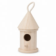 Birdhouse hanging cylindrical in wood with roof conical — photo 2