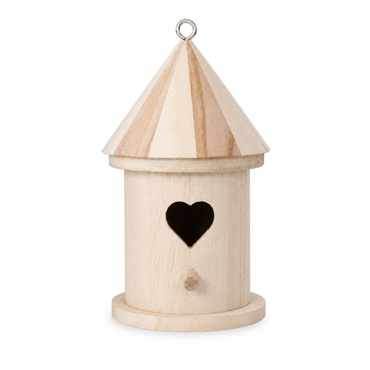 Birdhouse cylindrical in wood with entrance heart — photo 2