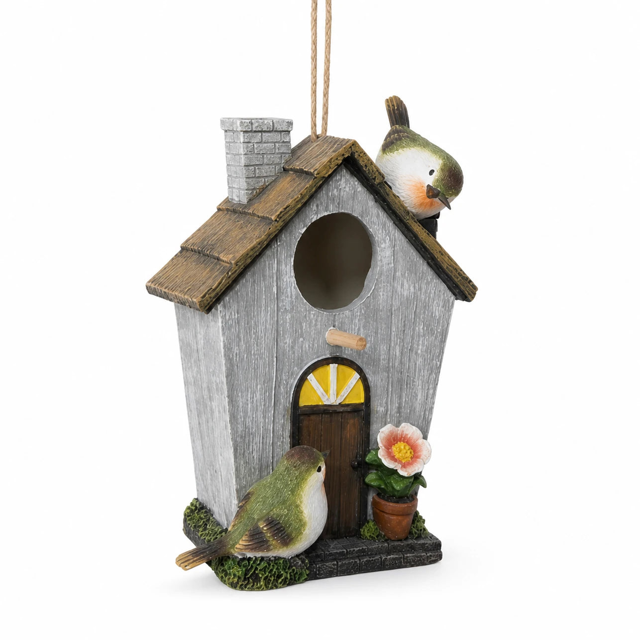 Birdhouse decorative in resin with front floral — photo 2