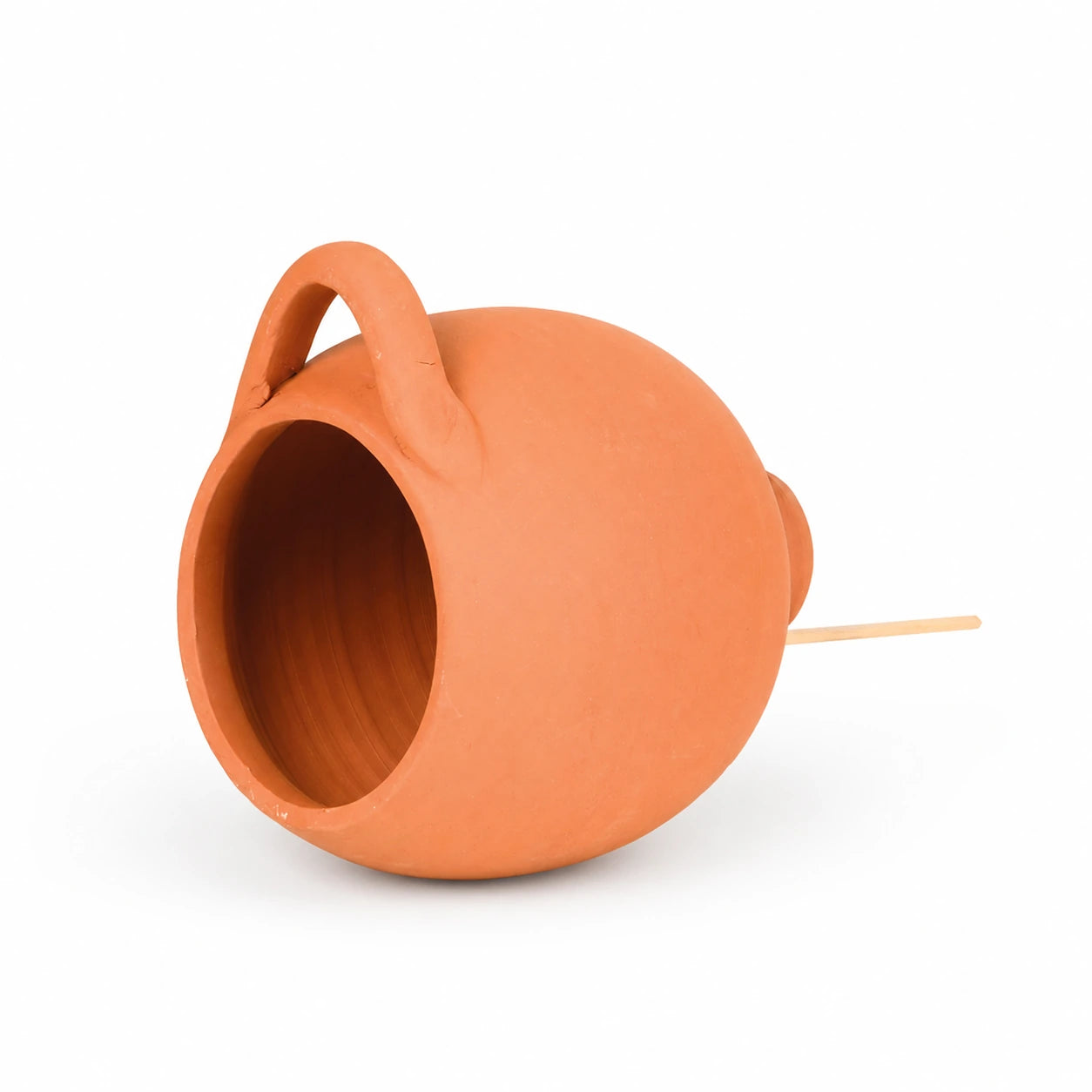 Birdhouse-pot hanging in terracotta with wide entrance — photo 2