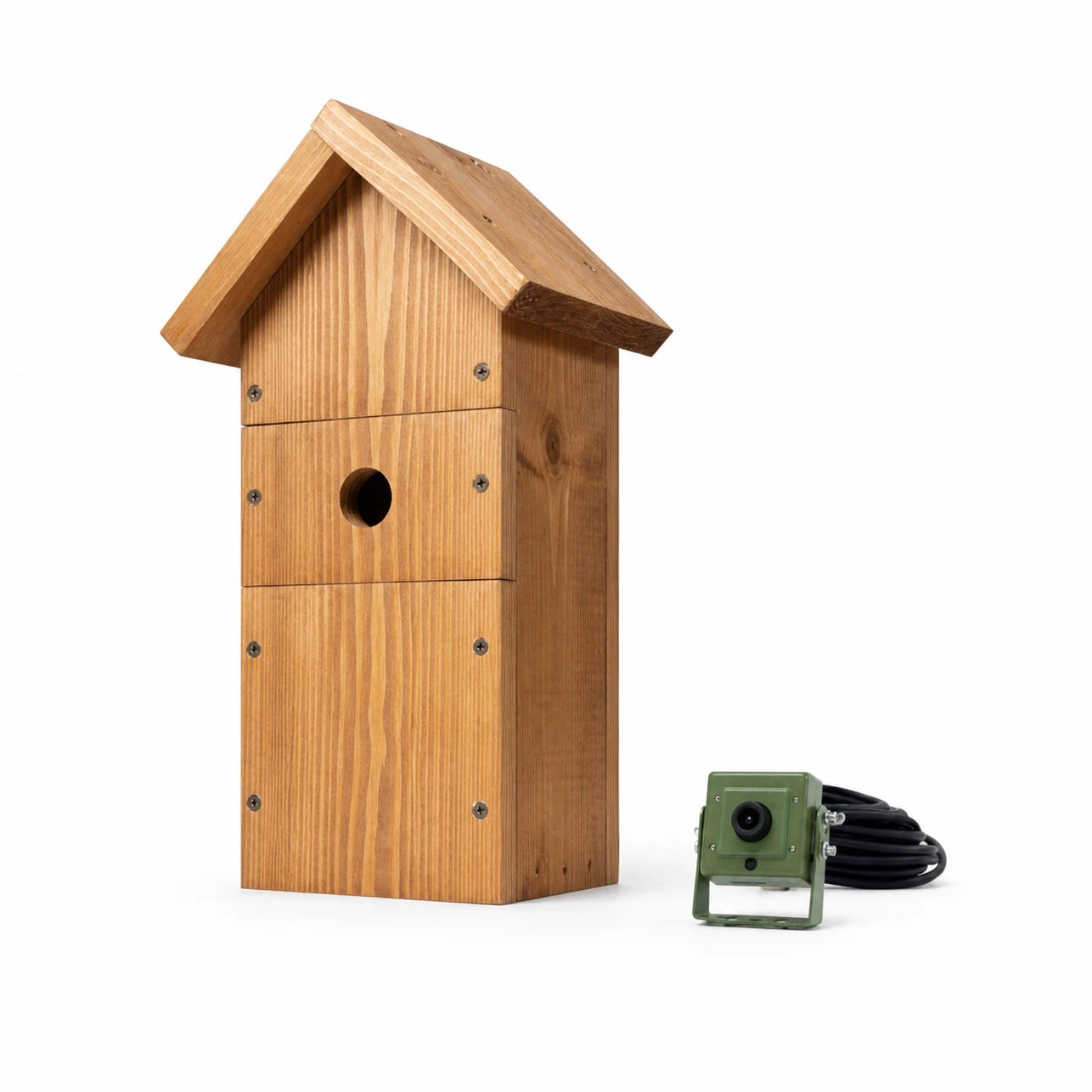 Birdhouse handcrafted in wood brown size 44 × 44 × 33 mm — photo 2