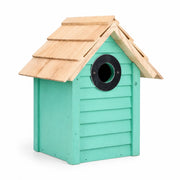 Birdhouse green with roof of shingles — photo 2