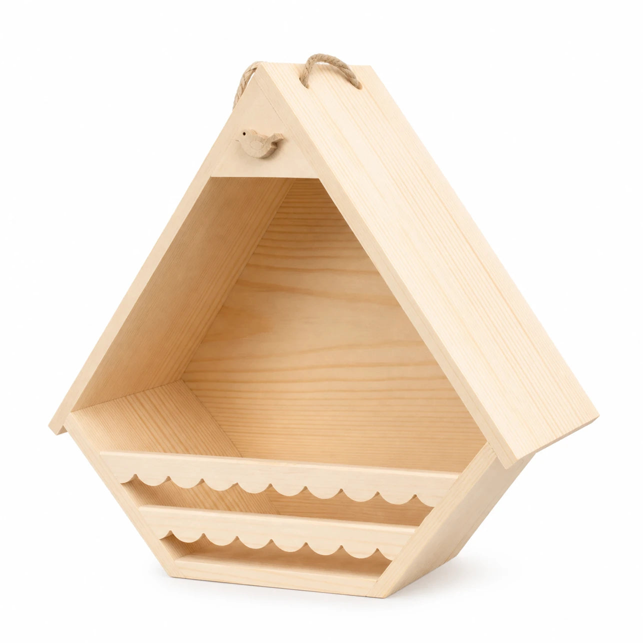 Birdhouse wall-mounted in wood beige size 30 × 30 × 16 cm — photo 2
