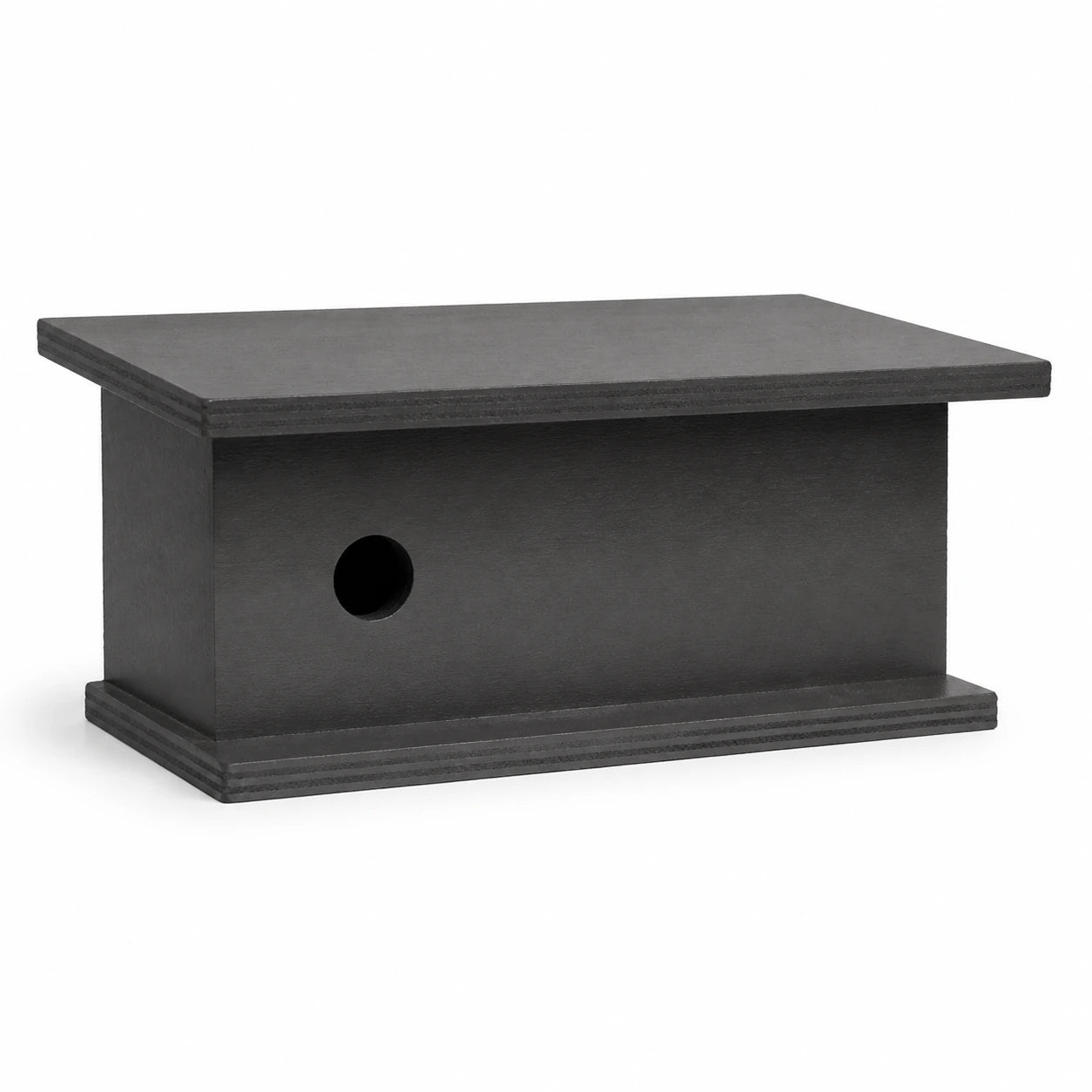 Birdhouse horizontal with roof black and entrance round — photo 2