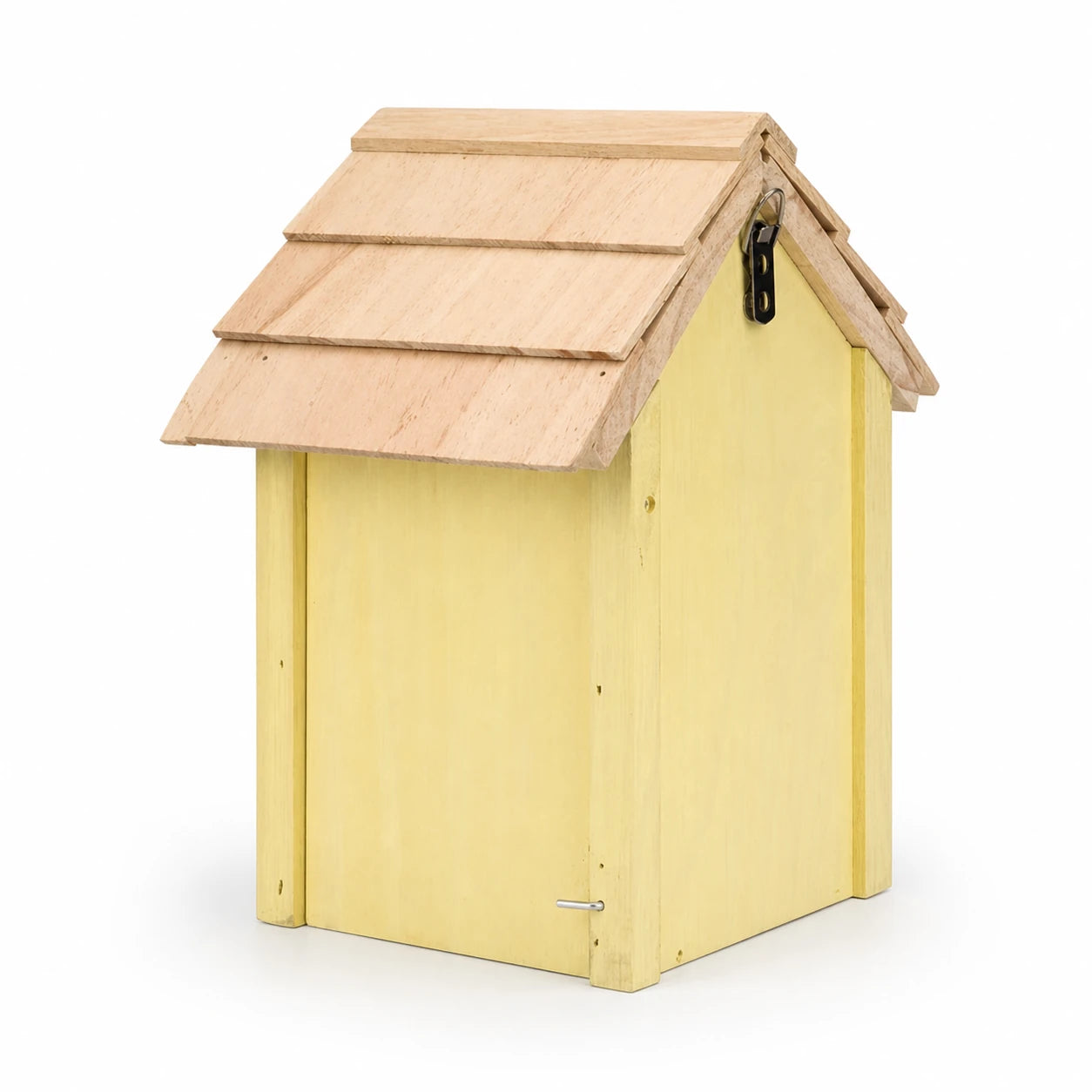 Birdhouse yellow with roof of shingles — photo 3