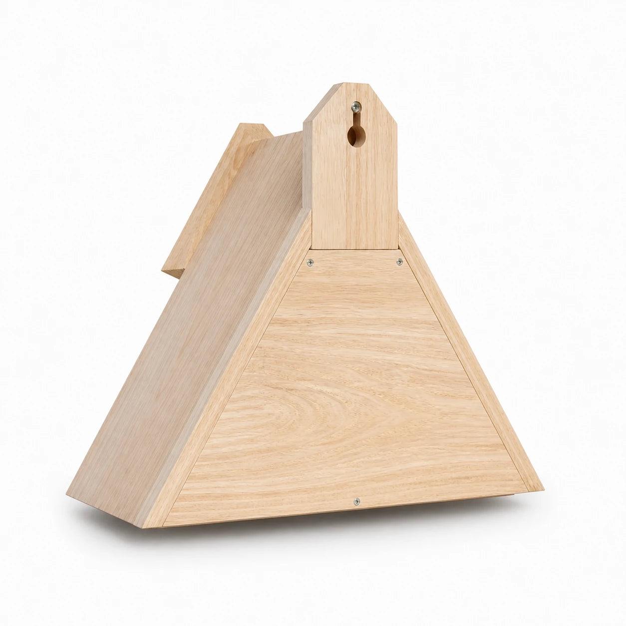 Birdhouse triangular in wood with entrance open — photo 3