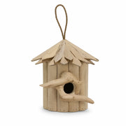Birdhouse hanging in wood beige size 23 × 22 cm — photo 3