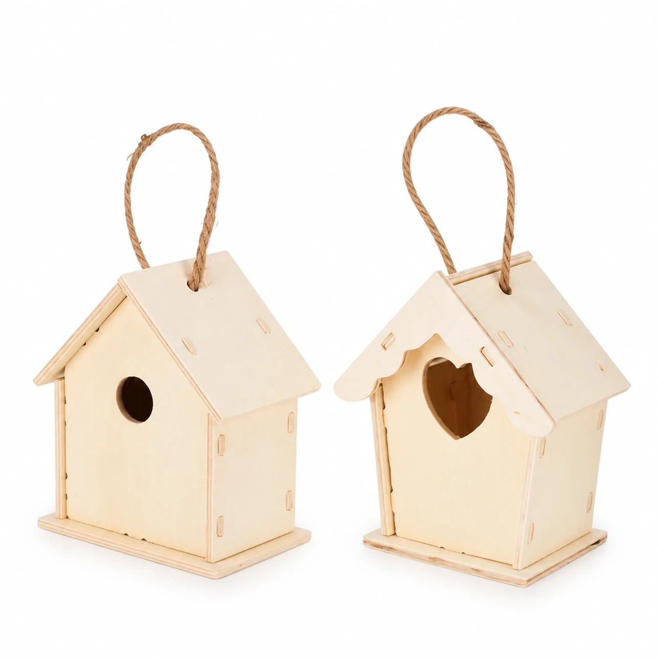 Set of 2 birdhouses hanging in wood with entrances assorted — photo 3