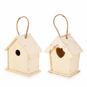 Set of 2 birdhouses hanging in wood with entrances assorted — photo 3