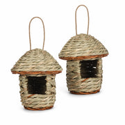 Set of 2 birdhouses hanging in rotin with roof conical — photo 3