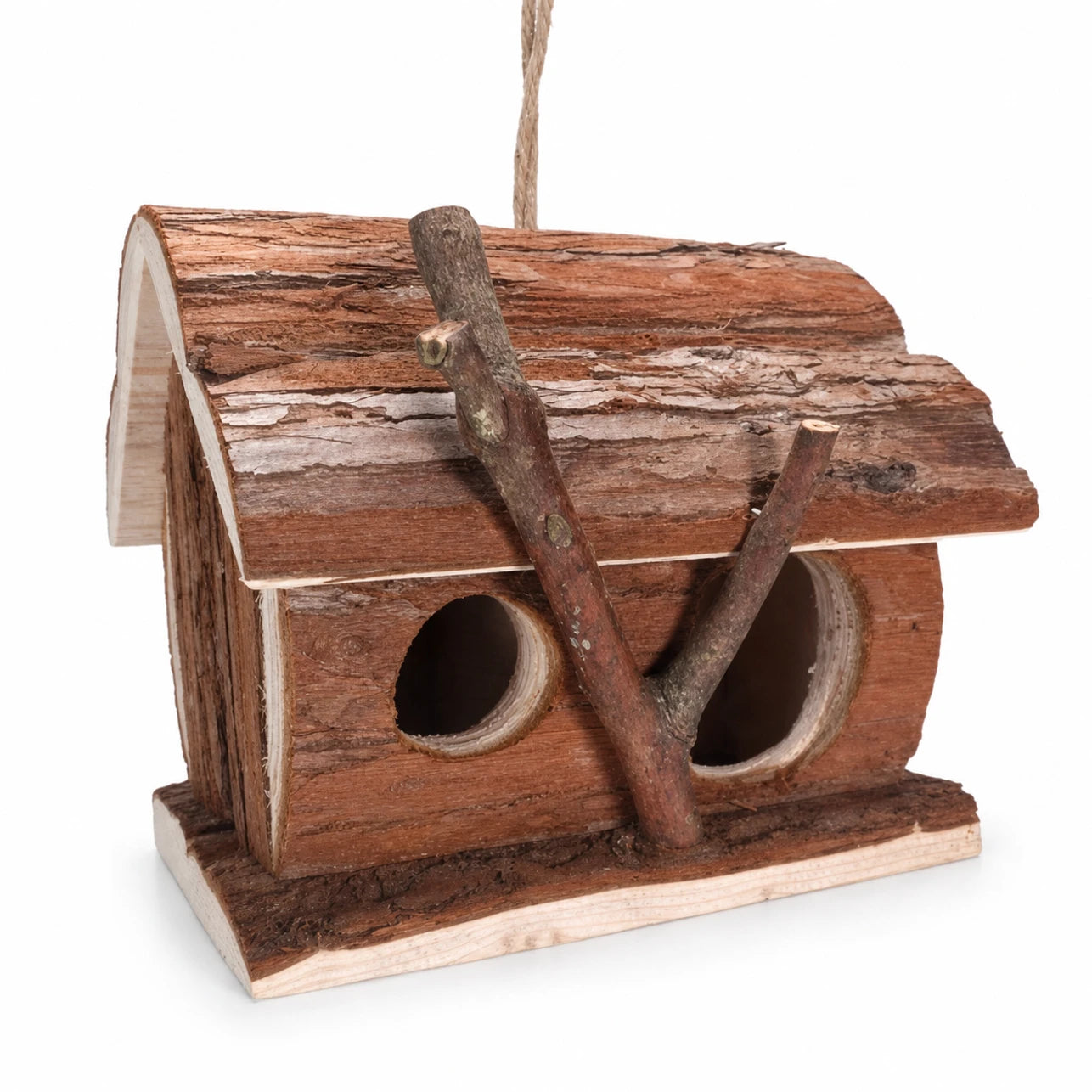 Birdhouse in wood brown size 16 × 16 × 16 cm — photo 3