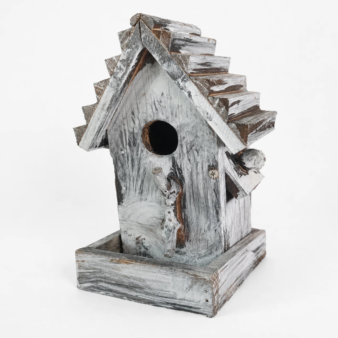 Birdhouse in wood grey size 14 × 13 × 24 cm — photo 3