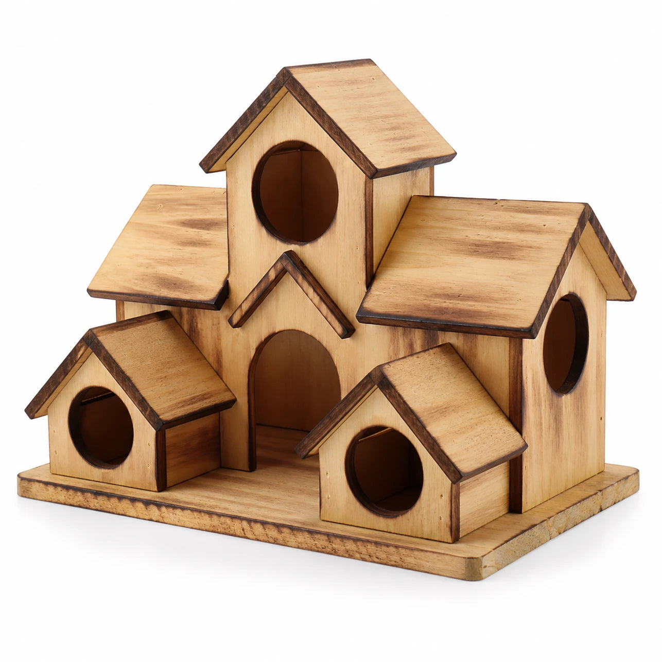 Birdhouse village in wood with five compartments — photo 3