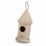 Birdhouse hanging cylindrical in wood with roof conical — photo 3