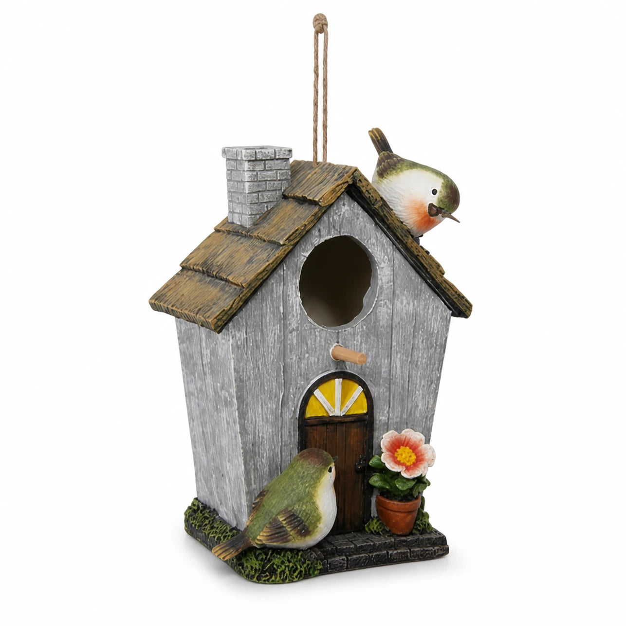 Birdhouse decorative in resin with front floral — photo 3