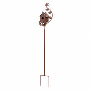 Birdhouse on stand in metal with stem decorative — photo 3
