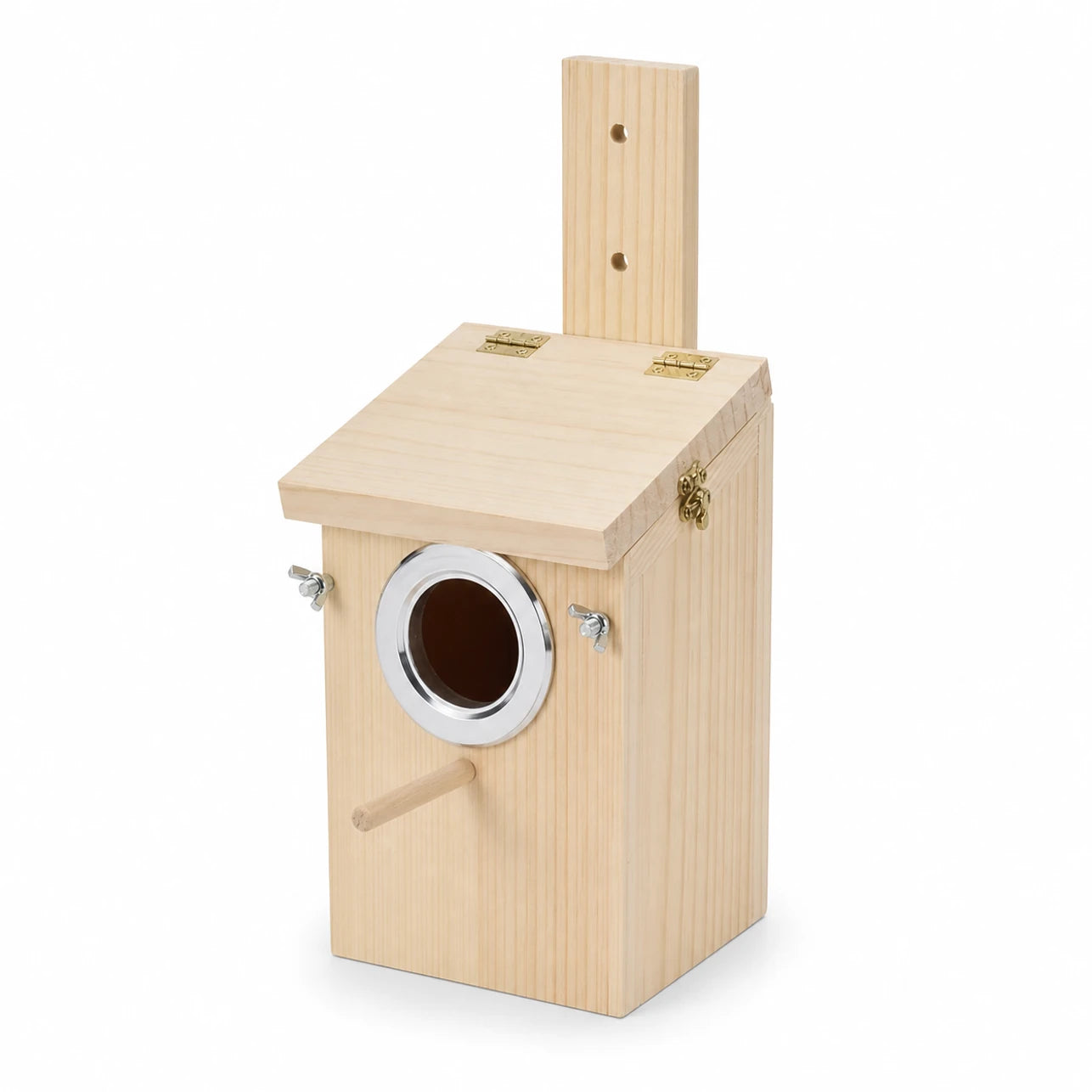 Birdhouse square in wood with rim metal size 12 × 12 × 19,5 cm — photo 3