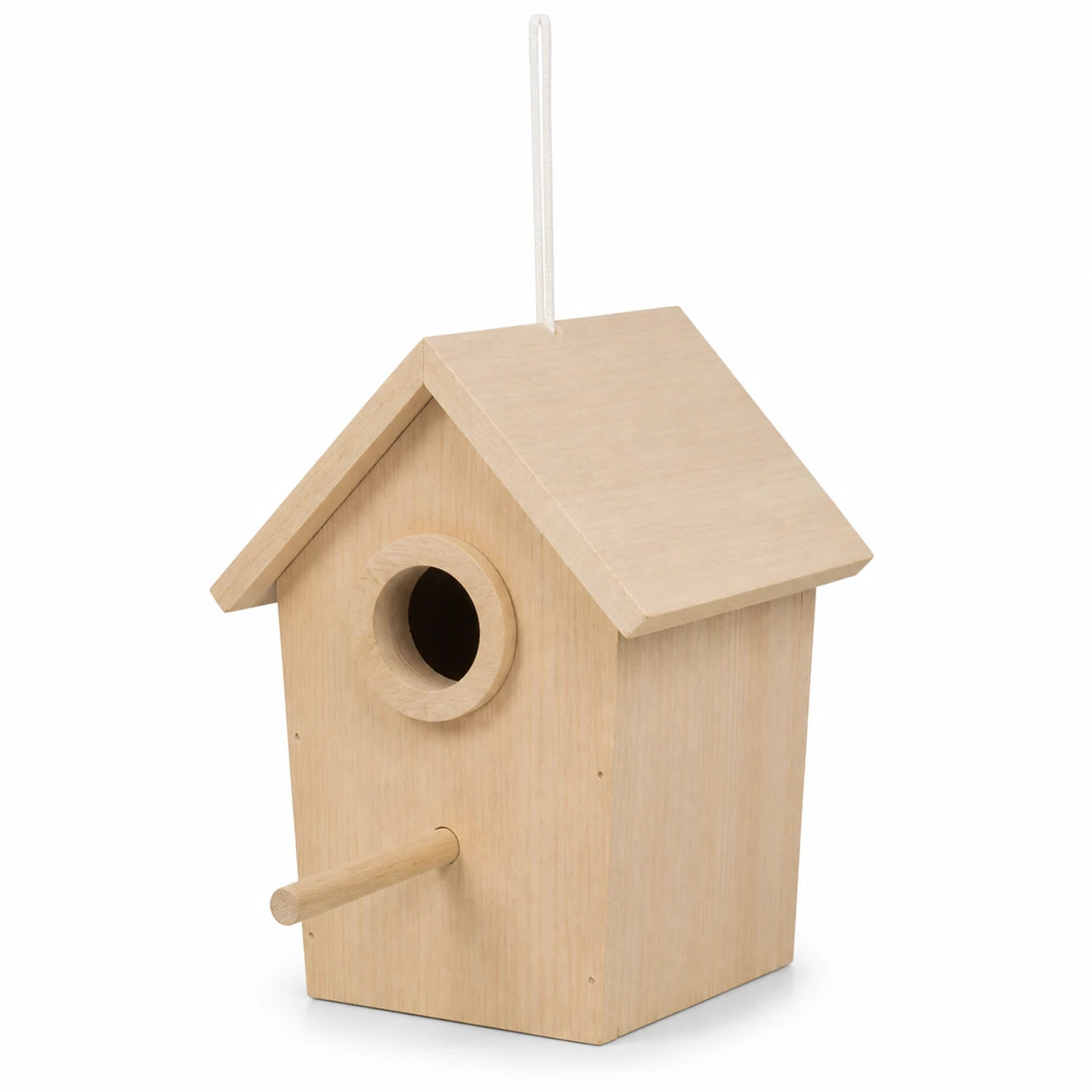 Birdhouse in wood with side open and perch — photo 3