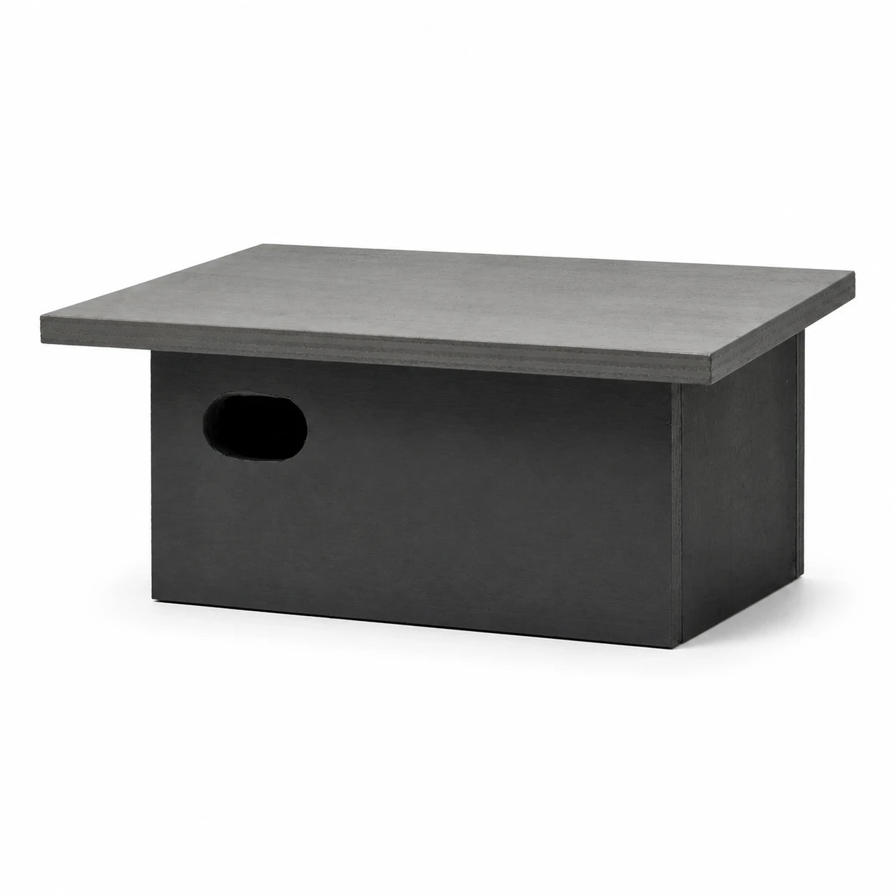 Birdhouse horizontal with roof black and entrance oval — photo 3