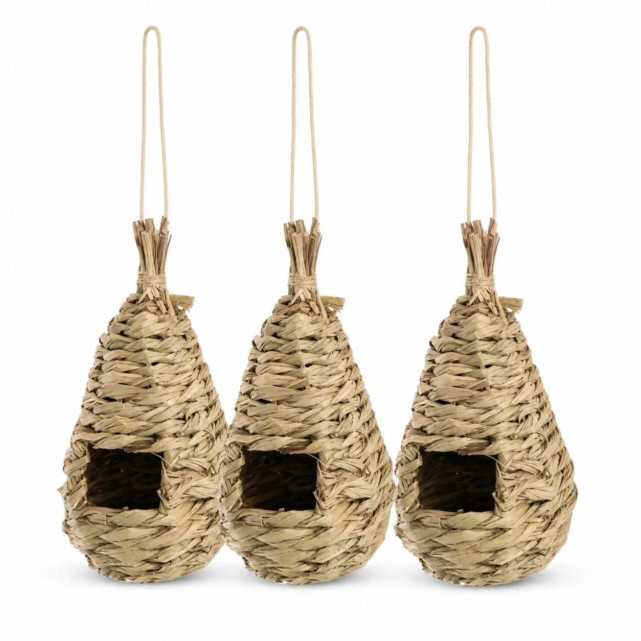 Set of 3 birdhouses woven hanging — photo 3