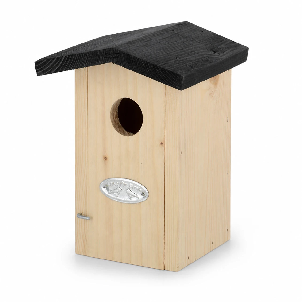 Birdhouse in wood light with roof black and panel front — photo 3