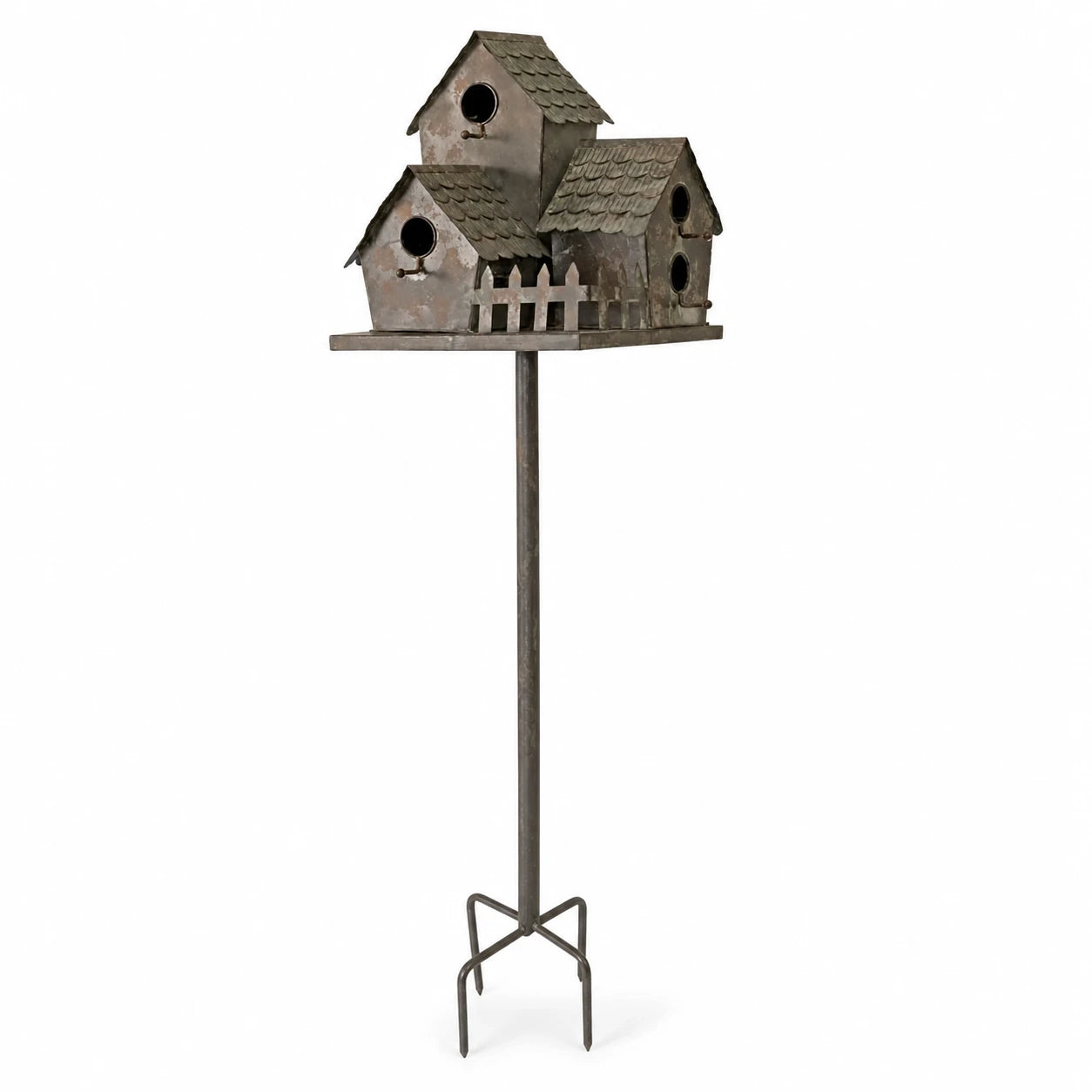 Birdhouse village in iron on with stake — photo 3