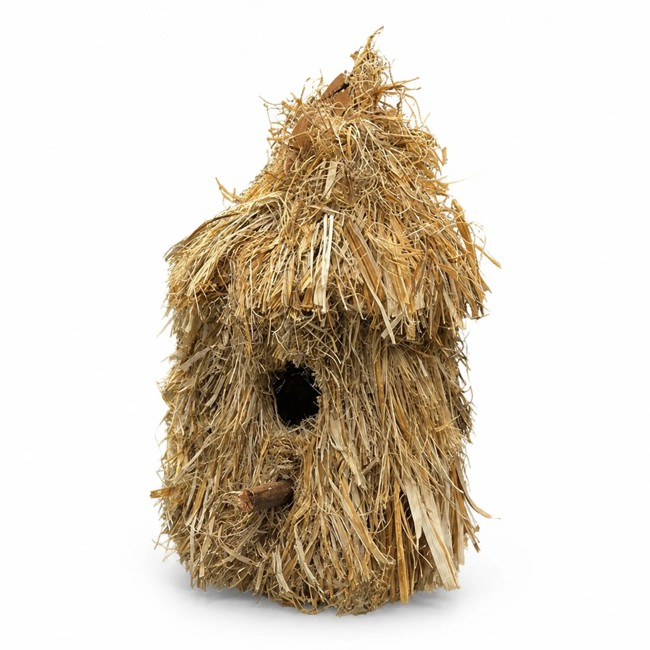 Birdhouse hanging in straw with roof of thatch — photo 3