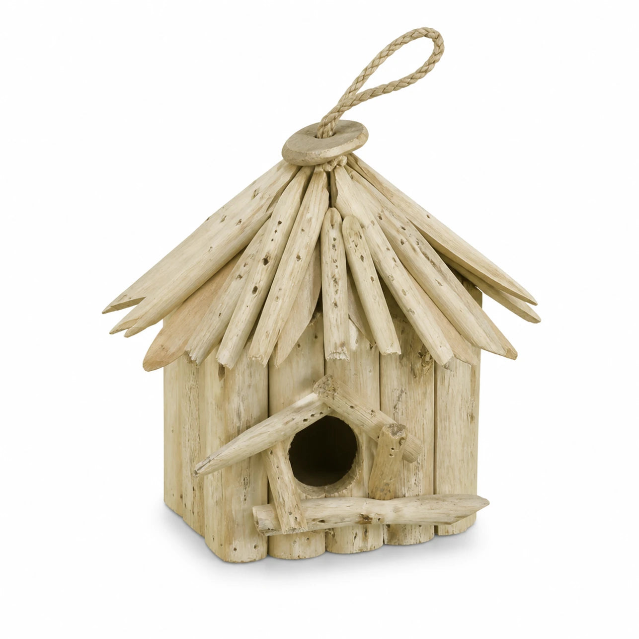 Birdhouse hanging in wood beige size 19 × 19 × 20 cm — photo 3