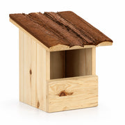 Birdhouse semi-open with roof in bark — photo 3