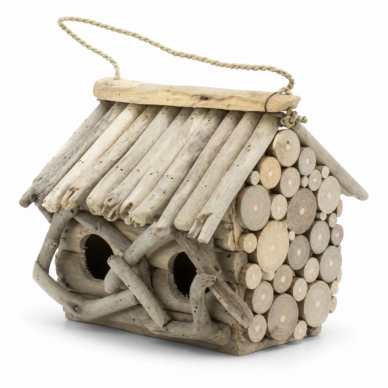 Birdhouse rustic in logs with double entrance — photo 3