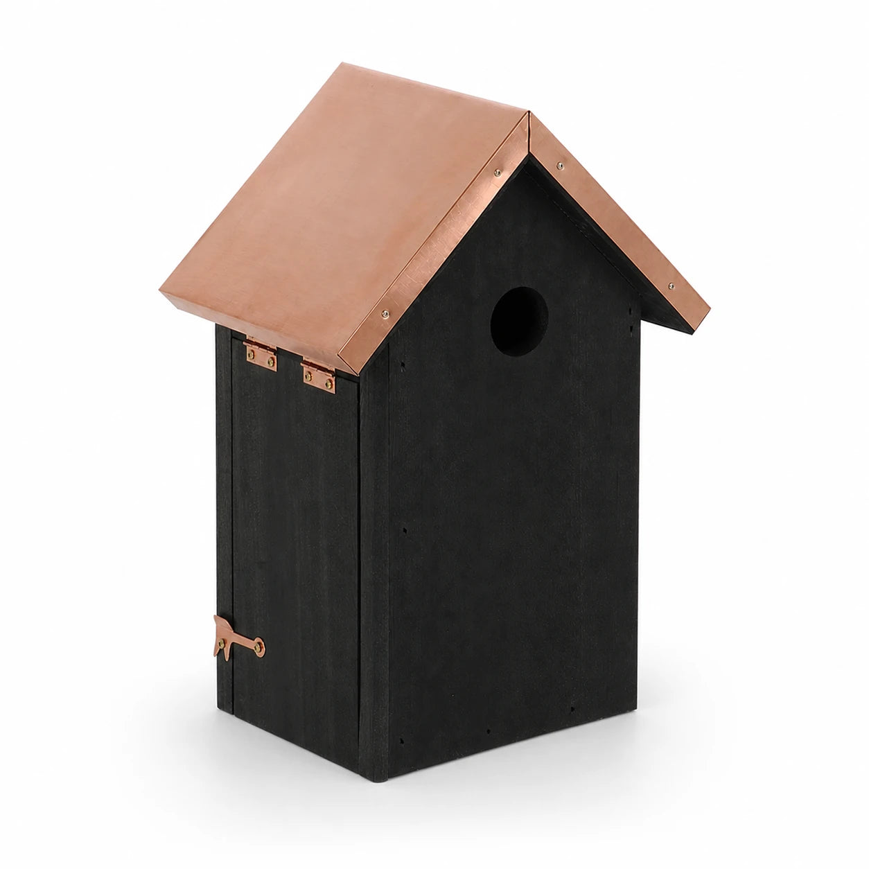 Birdhouse black with roof copper height 26 cm — photo 3