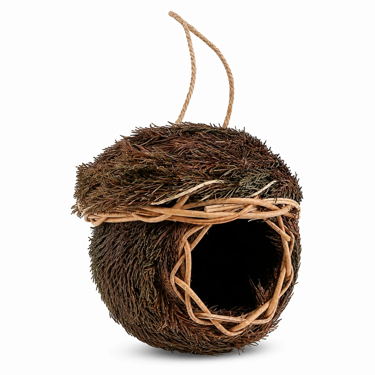 Birdhouse round in grass natural woven — photo 3