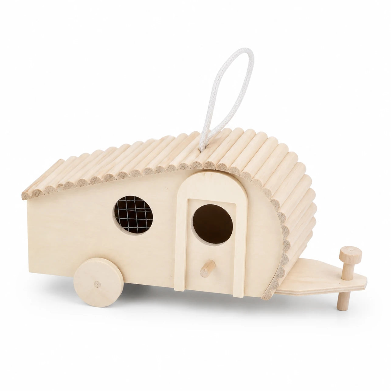 Birdhouse decorative white with double entrance and perch — photo 3