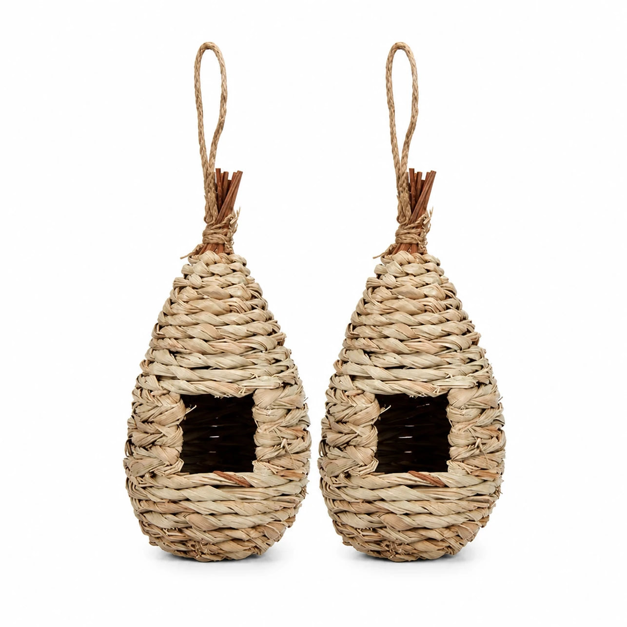 Set of 2 birdhouses hanging beige size 11,5 × 22 cm — photo 3