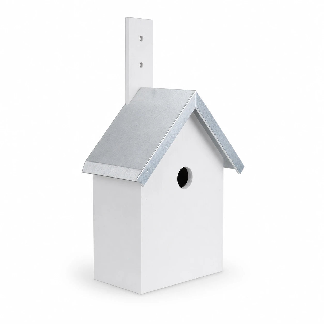 Birdhouse white with zinc roof double slope — photo 3