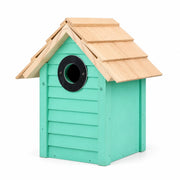 Birdhouse green with roof of shingles — photo 3