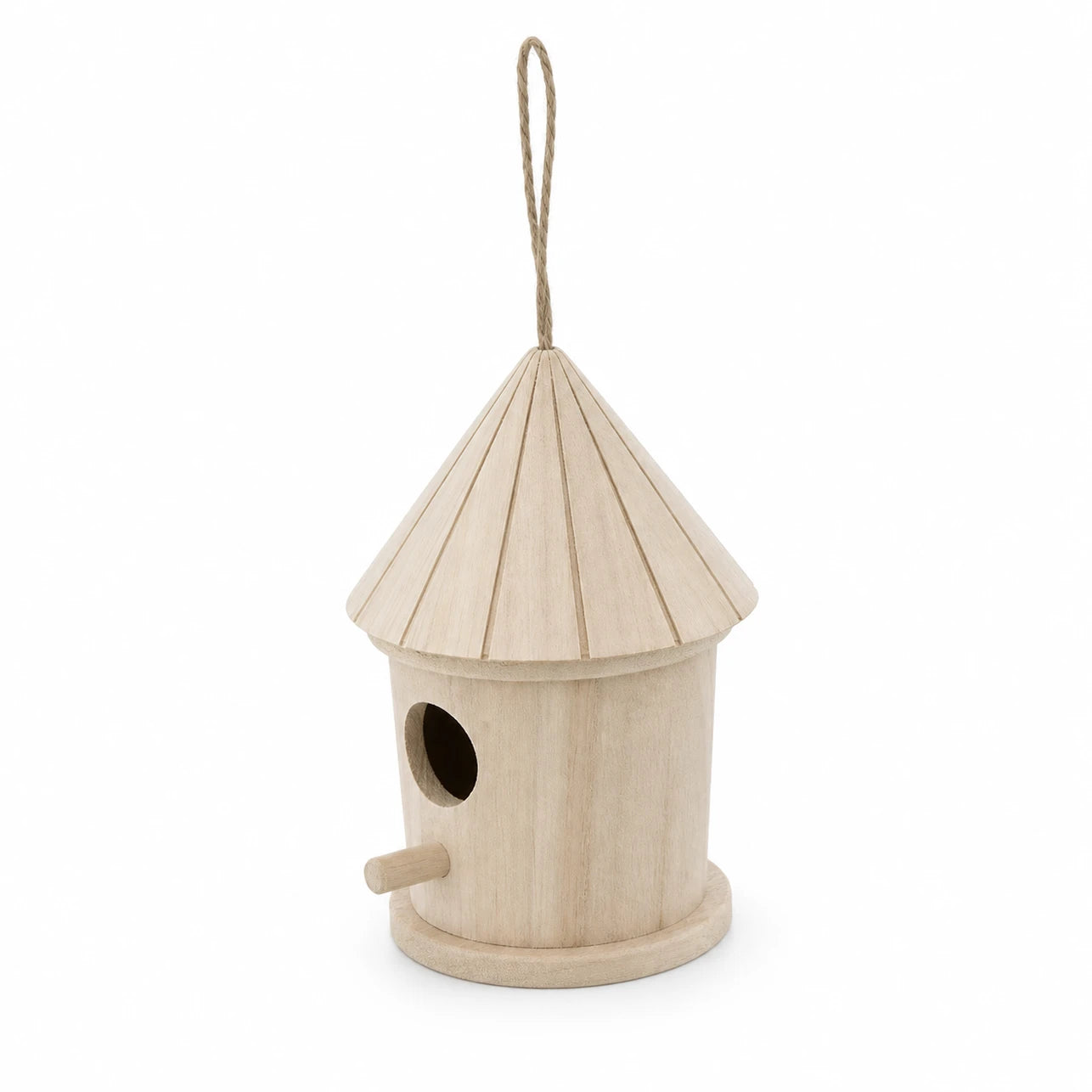 Birdhouse cylindrical in wood with roof faceted — photo 3